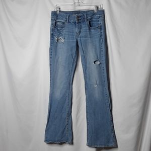 AEO Women's Distressed Artist Flare Jeans Sz 6R